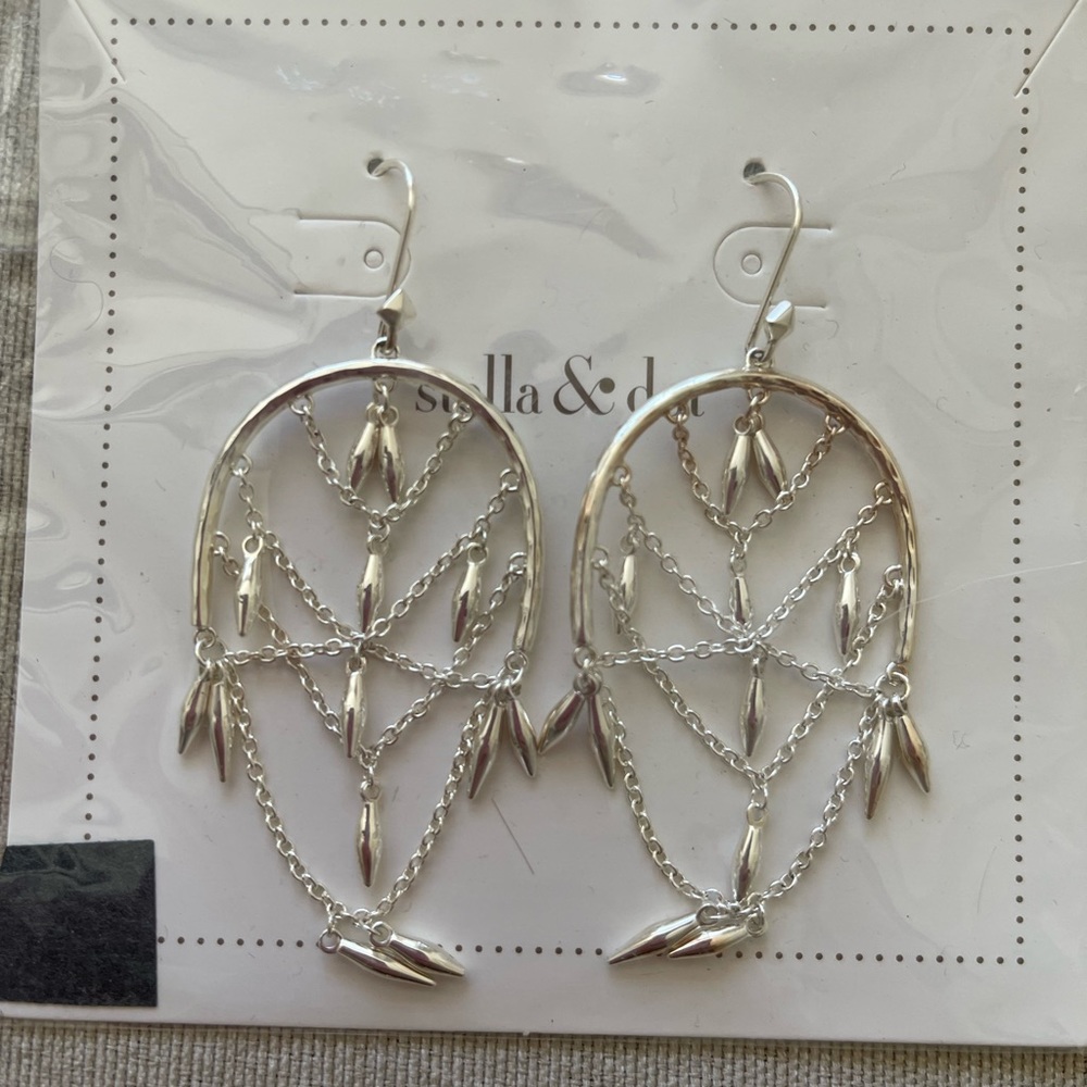 Stella and Dot silver tone chandelier earrings